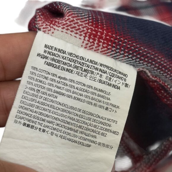 Vans Mens SZ X-Large Classic Fit Red & Navy Plaid Flannel Shirt - Picture 8 of 14